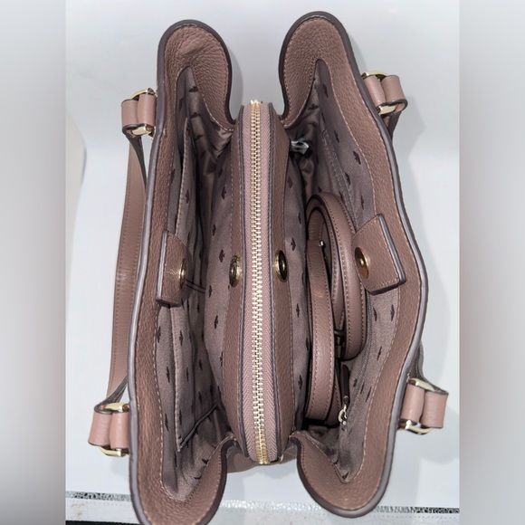 Kate Spade New York Jackson Triple compartment Satchel Leather Neutral Multi - Picture 5 of 7
